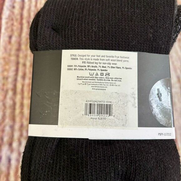 Frye Wool Blend Boot Socks Marled Solid Black Gray 2 Pack Two Pairs NWT - Picture 4 of 4